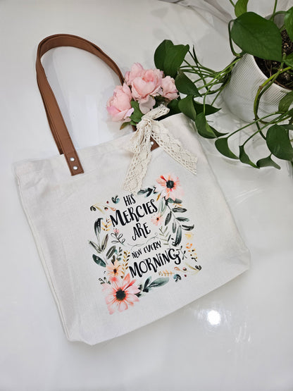 Tote bag "His mercies are new" cartera, bolsa de tela