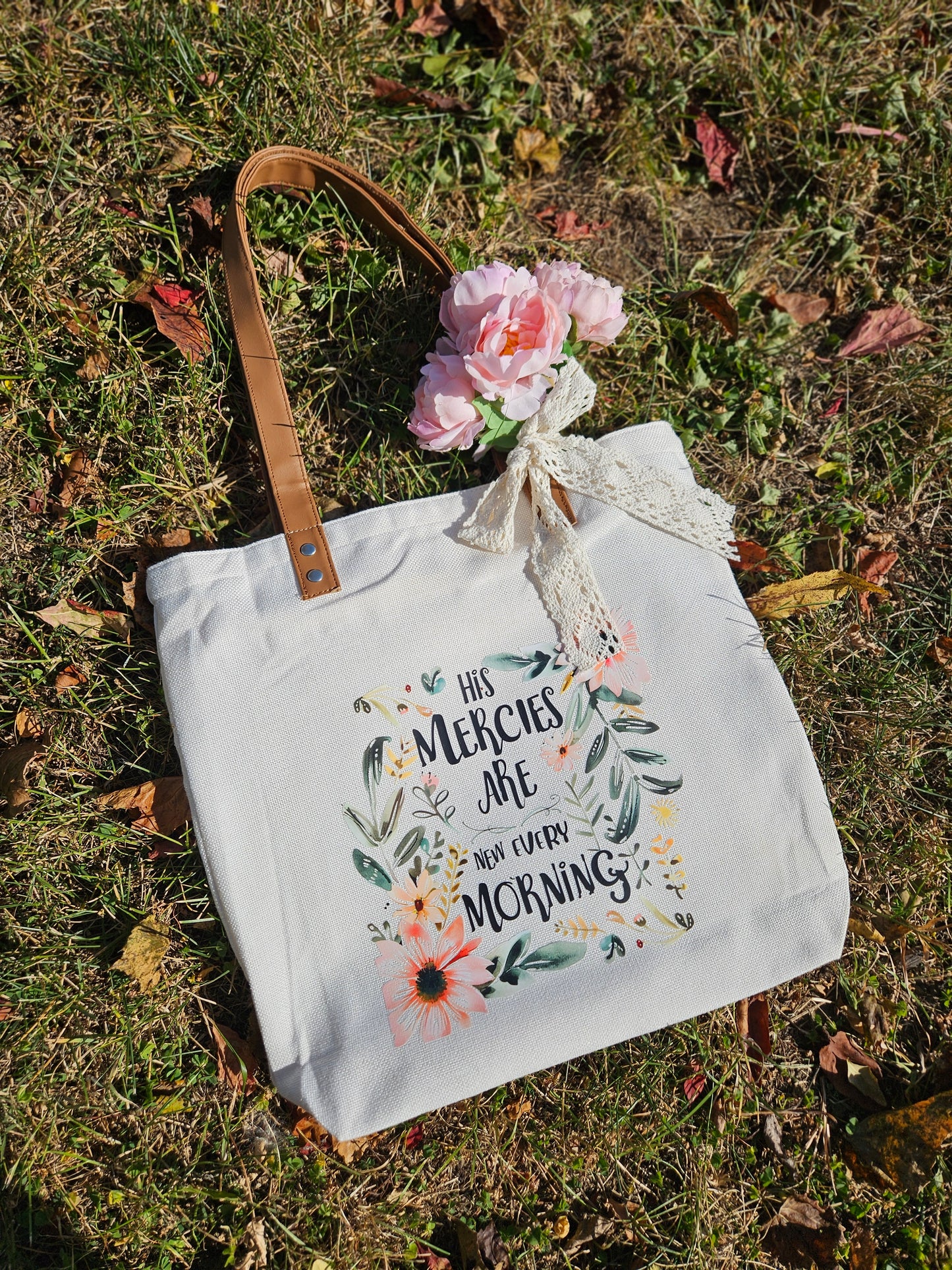 Tote bag "His mercies are new" cartera, bolsa de tela