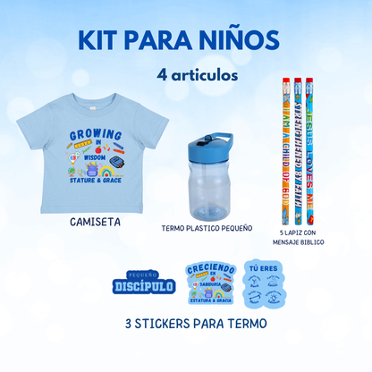 KIT PARA NIÑOS 4 ARTICULOS CON STICKERS